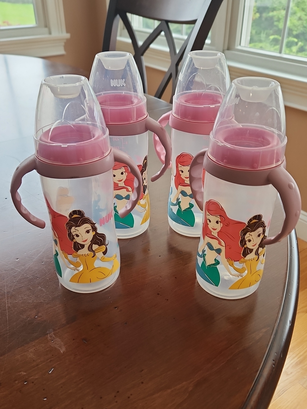 Pink Disney Princess Training Bottle with Handles - Pack of 4